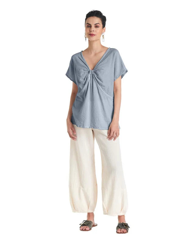 Bow Cotton Gauze Blouse - Final Sale-Oh My Gauze