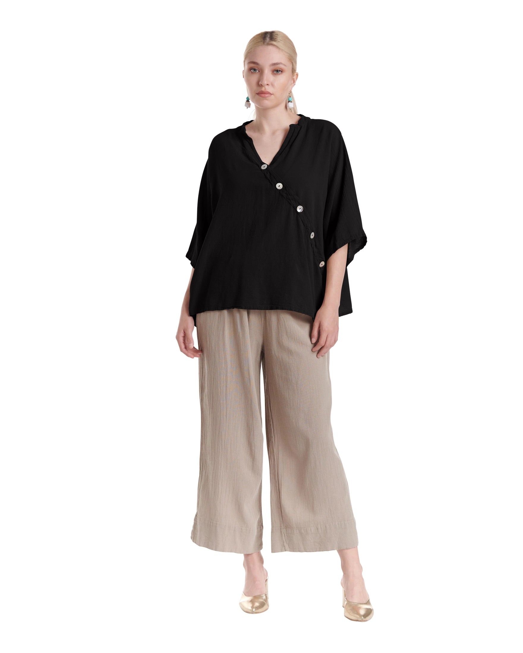 Button Cotton Gauze Blouse-Oh My Gauze