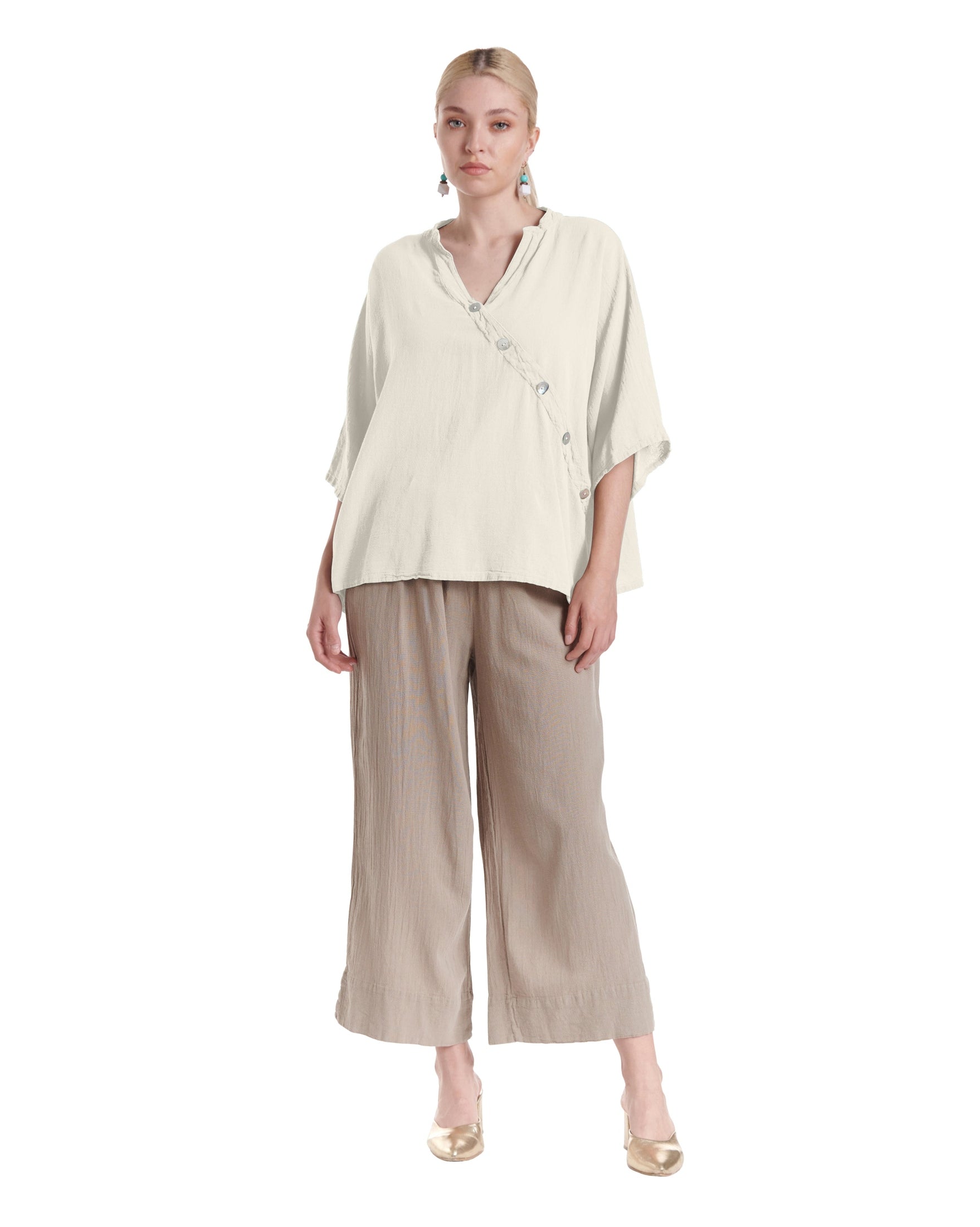 Button Cotton Gauze Blouse-Oh My Gauze