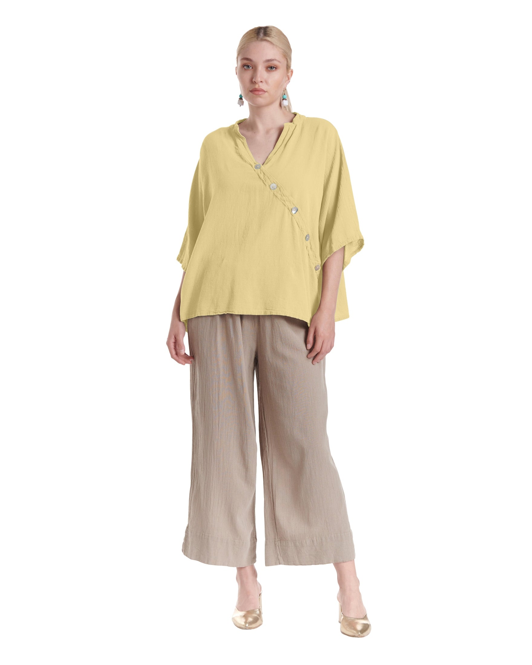 Button Cotton Gauze Blouse-Oh My Gauze