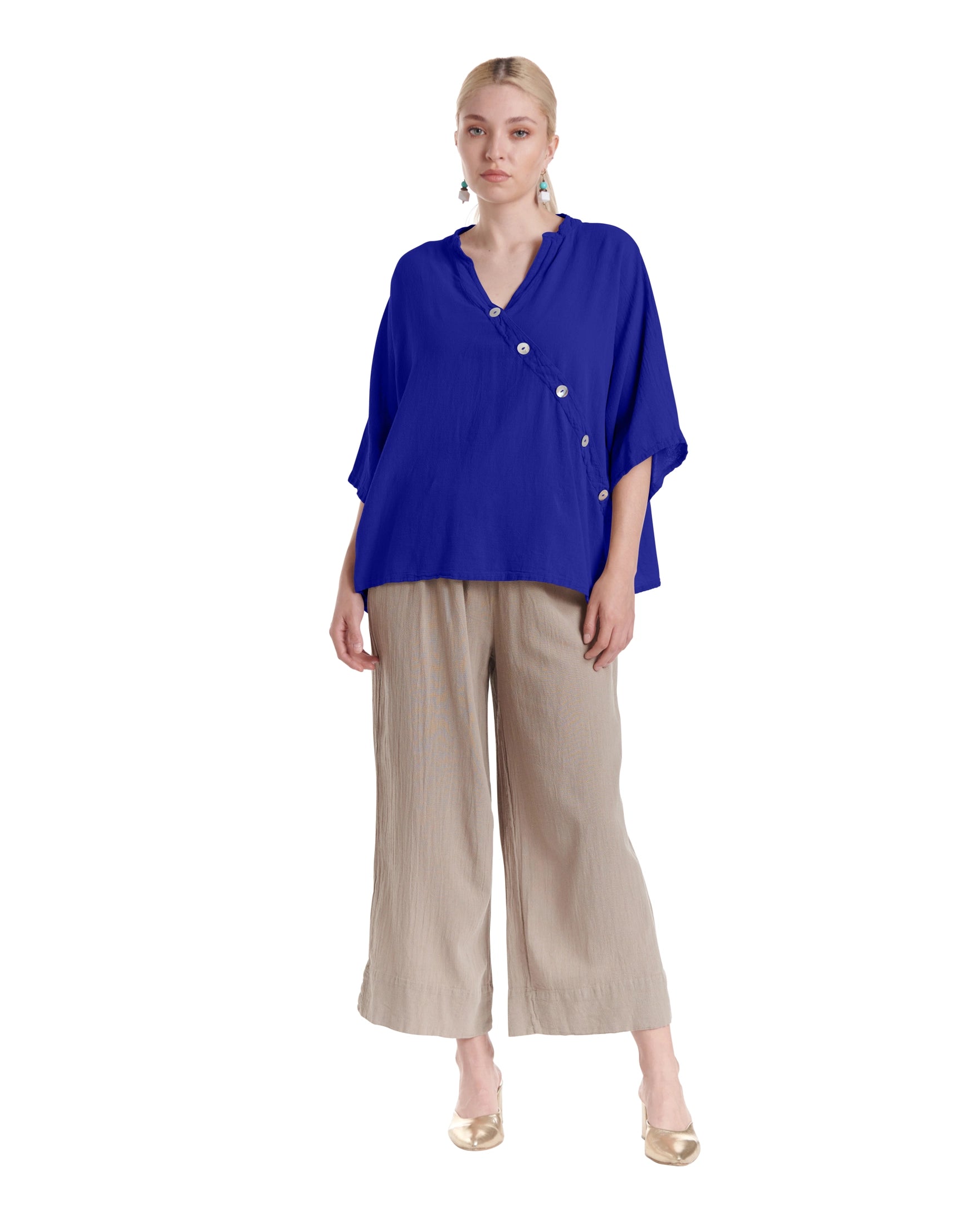 Button Cotton Gauze Blouse-Oh My Gauze