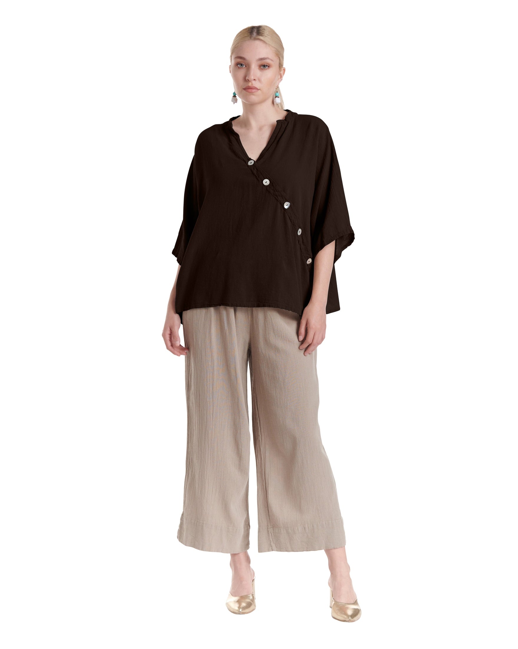 Button Cotton Gauze Blouse-Oh My Gauze