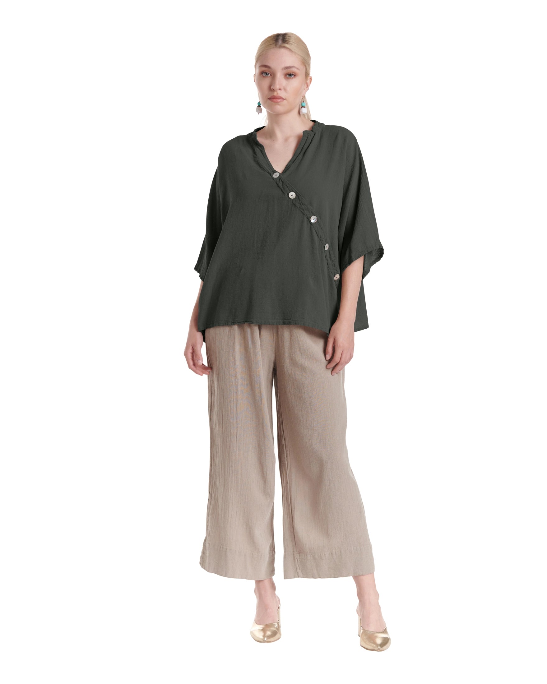 Button Cotton Gauze Blouse-Oh My Gauze