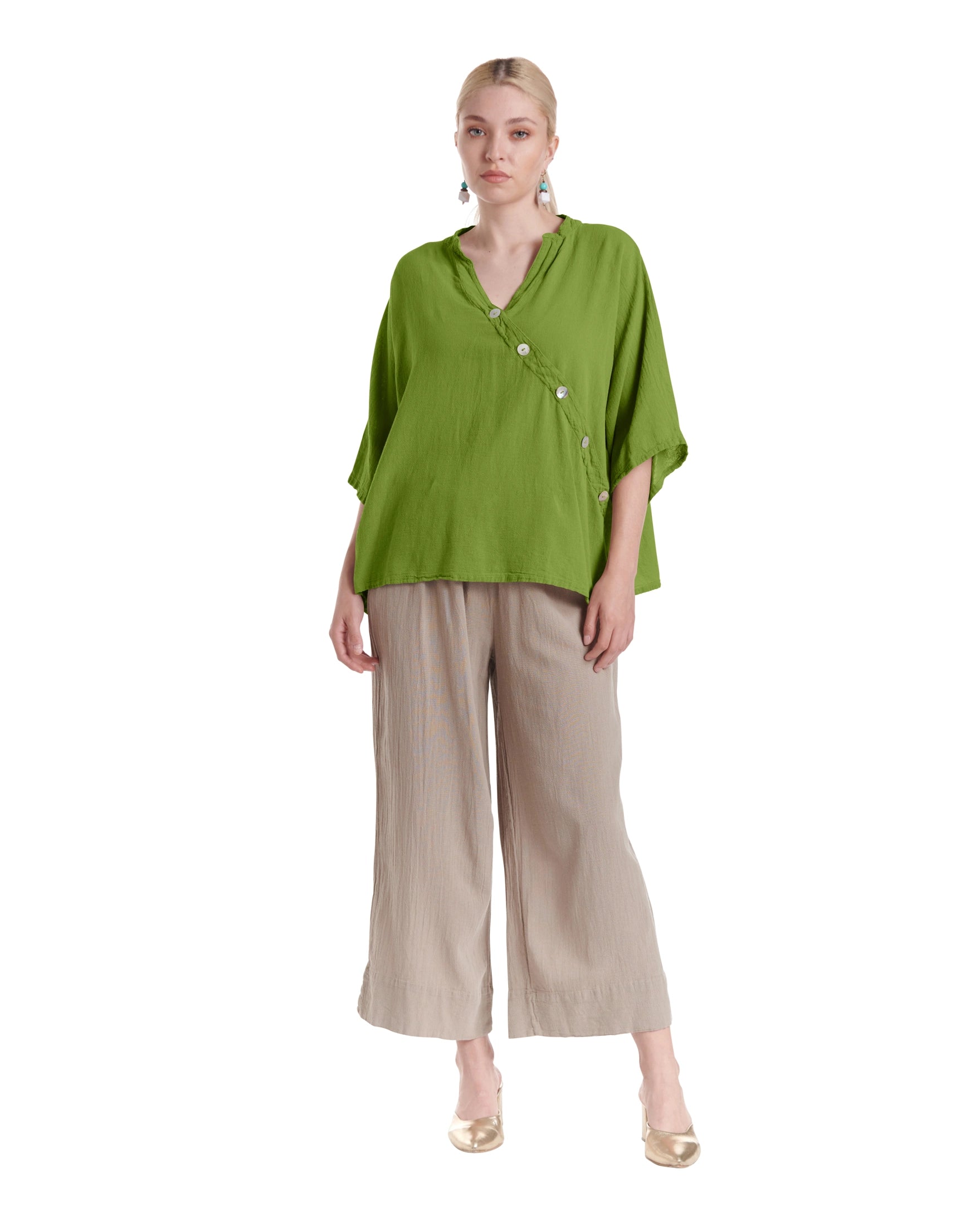 Button Cotton Gauze Blouse-Oh My Gauze