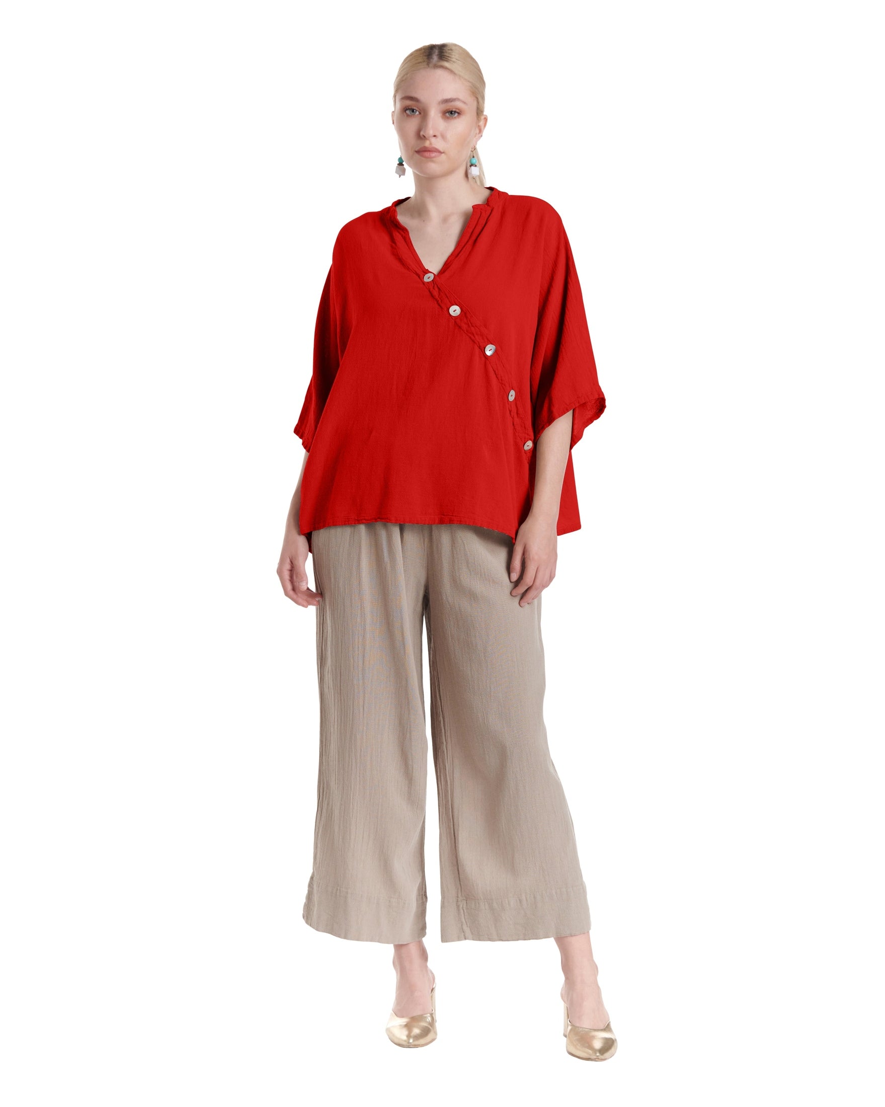 Button Cotton Gauze Blouse-Oh My Gauze
