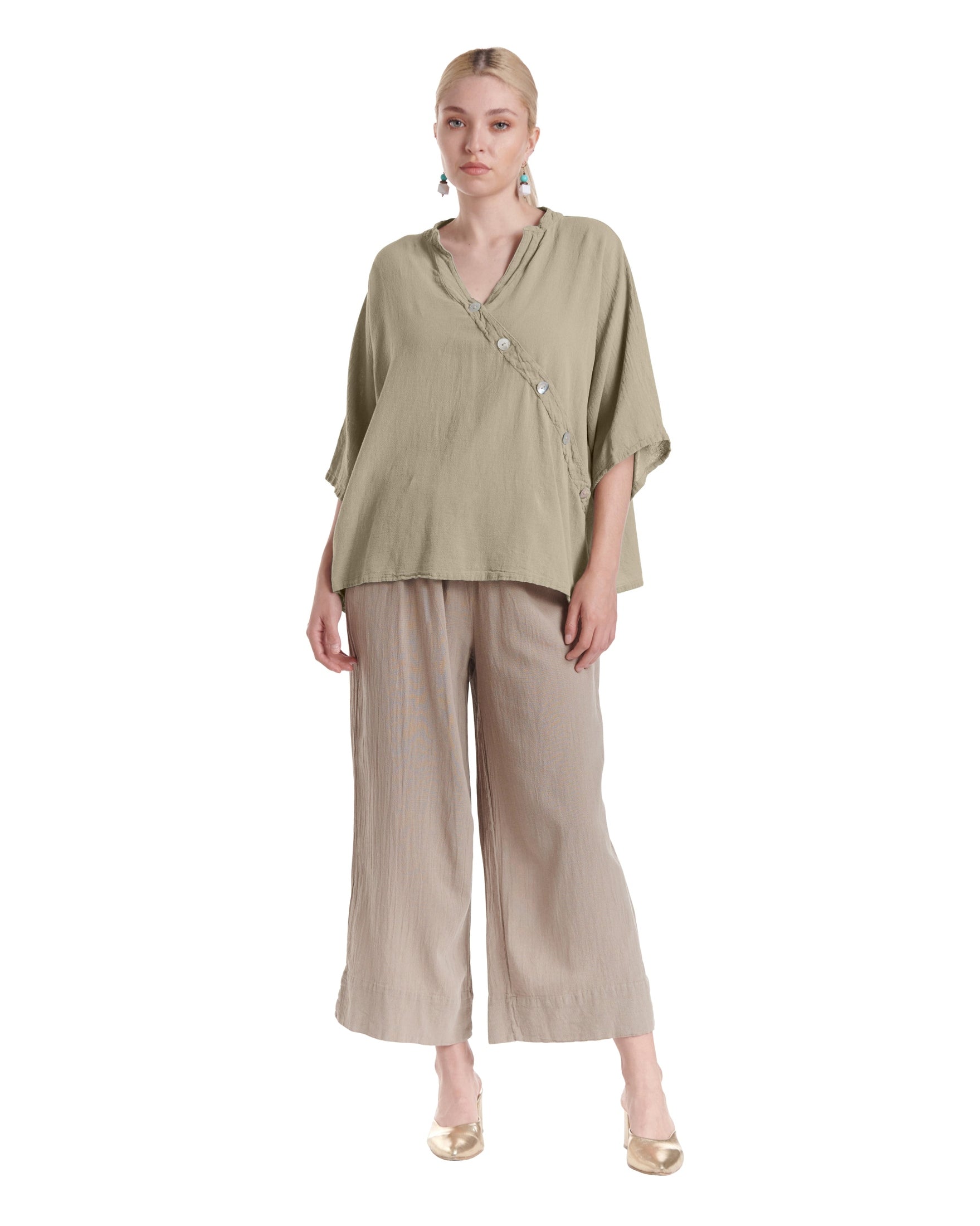Button Cotton Gauze Blouse-Oh My Gauze