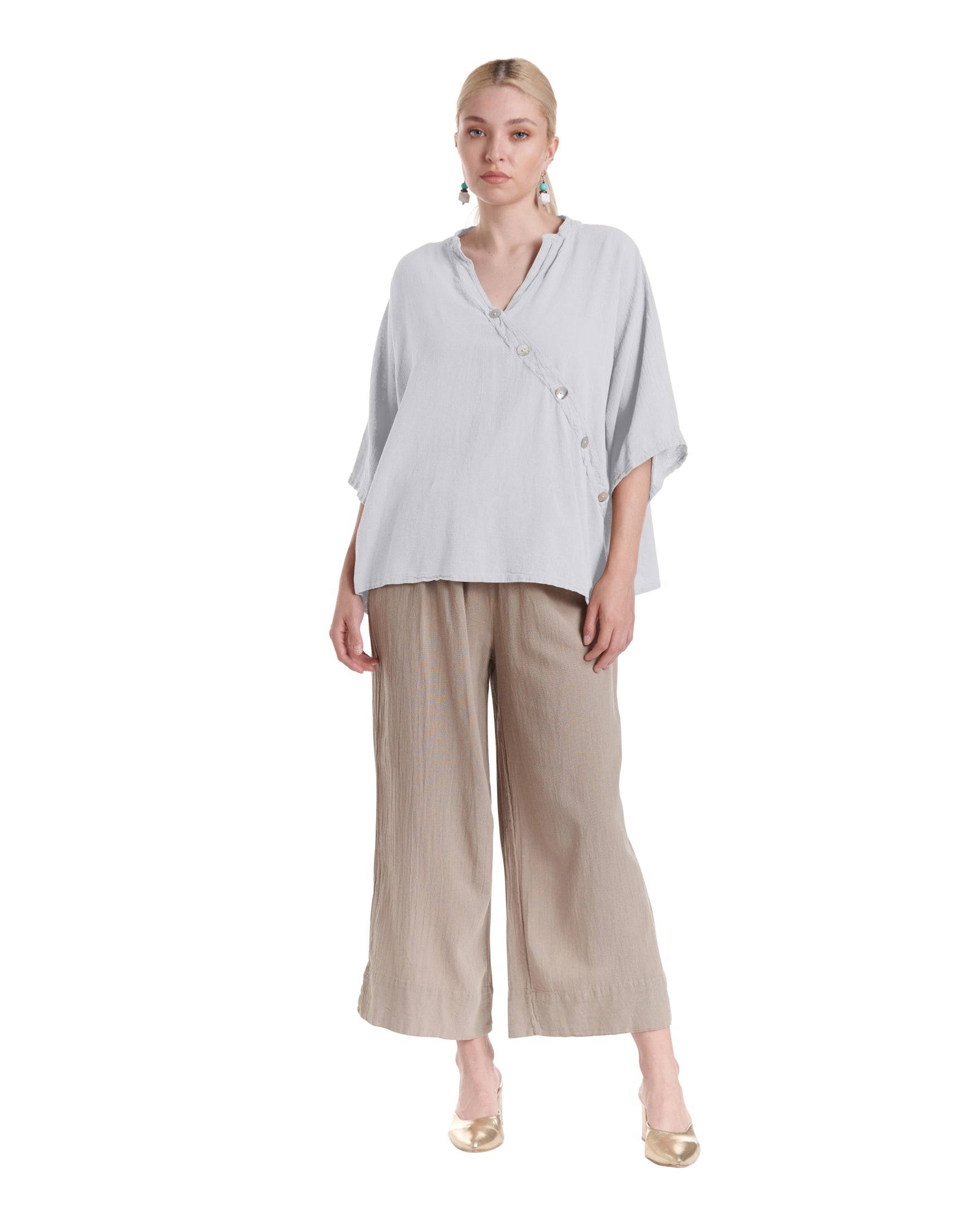 Button Cotton Gauze Blouse-Oh My Gauze