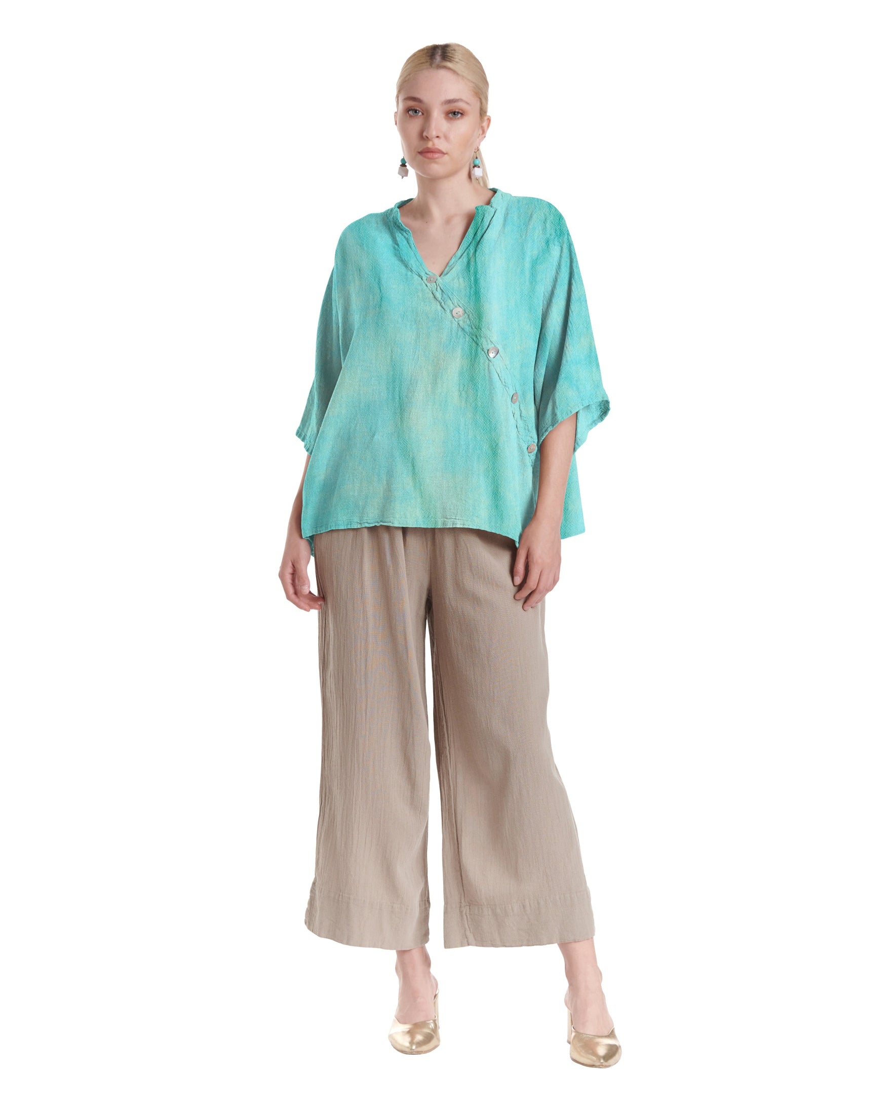 Button Cotton Gauze Blouse-Oh My Gauze