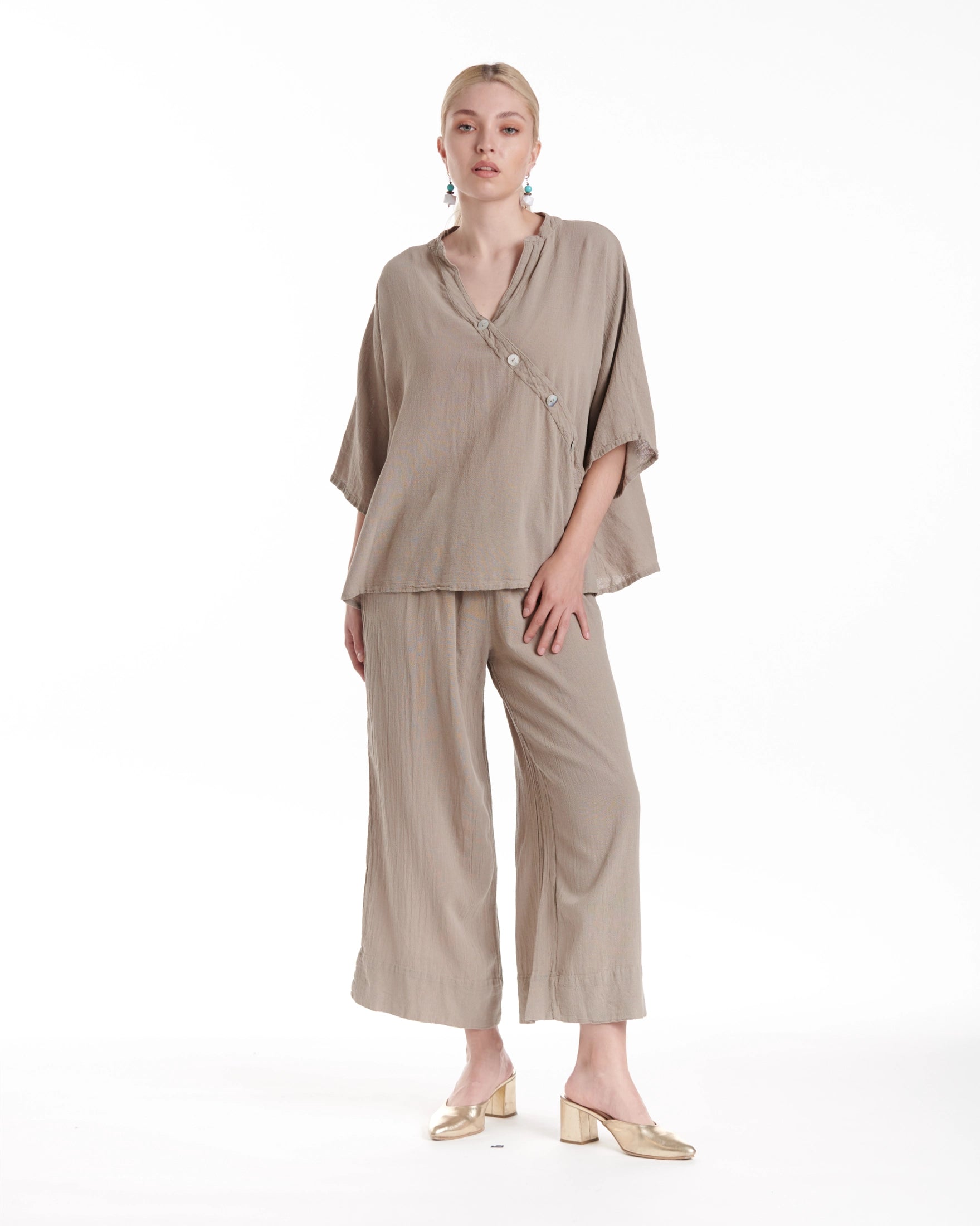 Button Cotton Gauze Blouse-Oh My Gauze