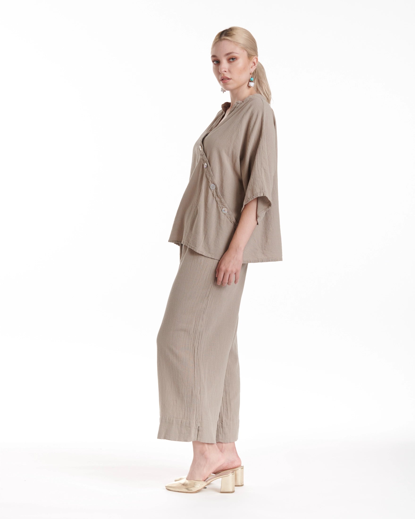 Button Cotton Gauze Blouse-Oh My Gauze