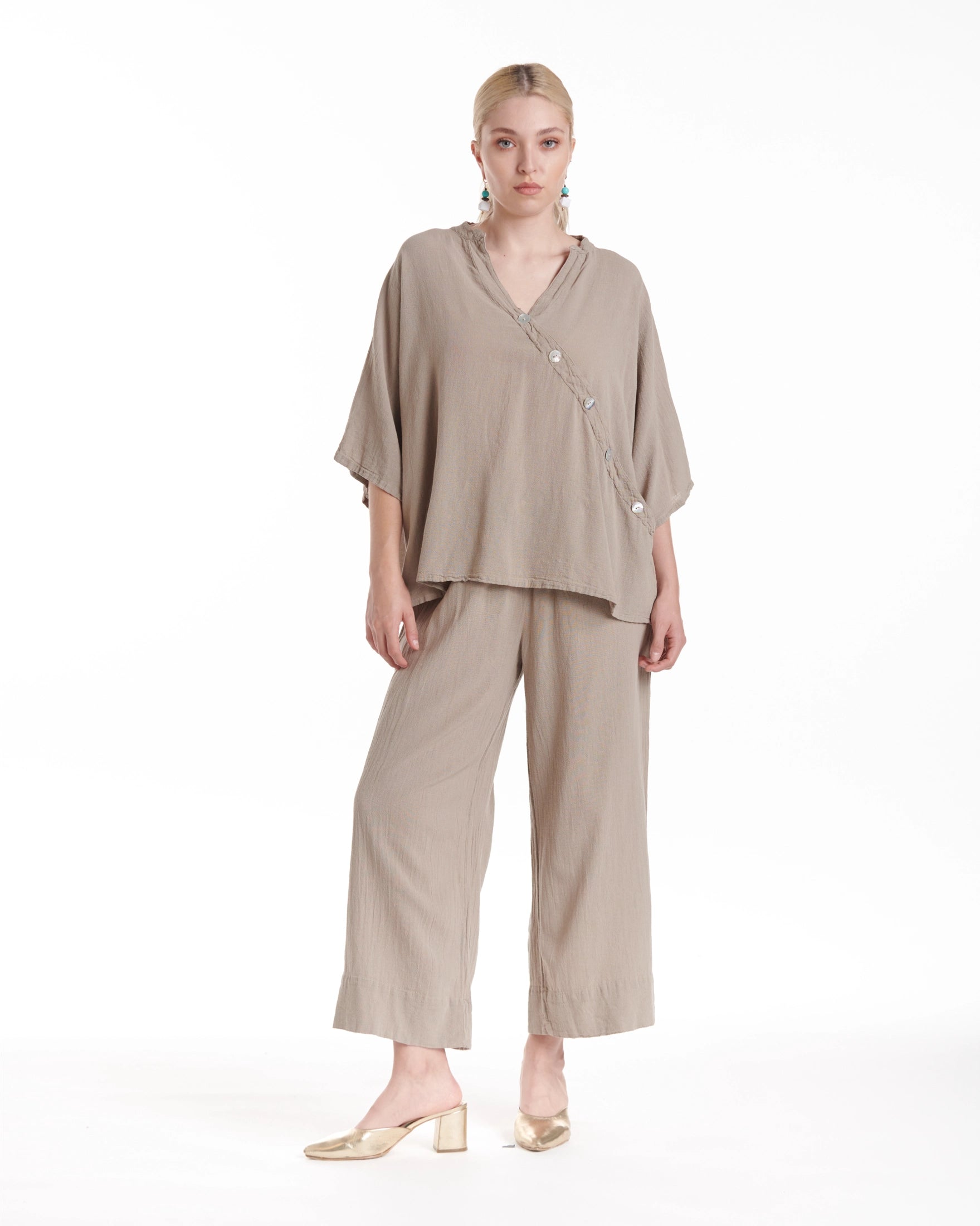 Button Cotton Gauze Blouse-Oh My Gauze