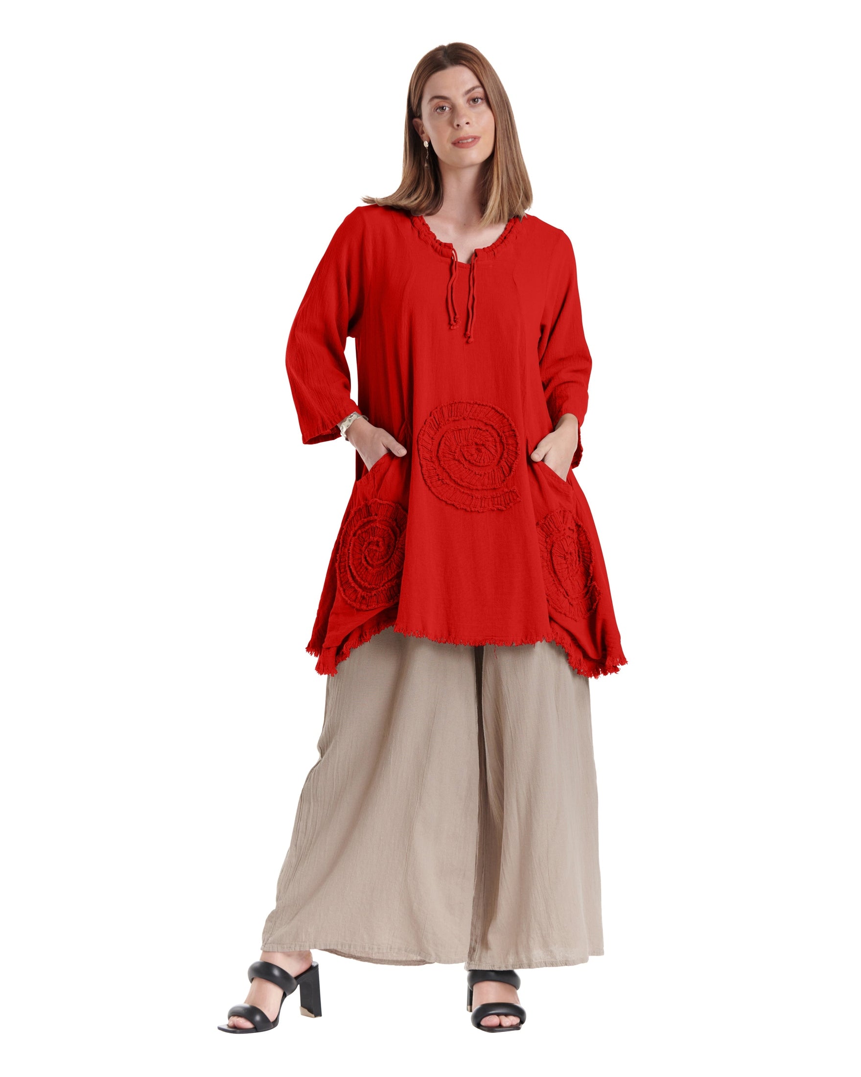 Circle Cotton Gauze Blouse-Oh My Gauze