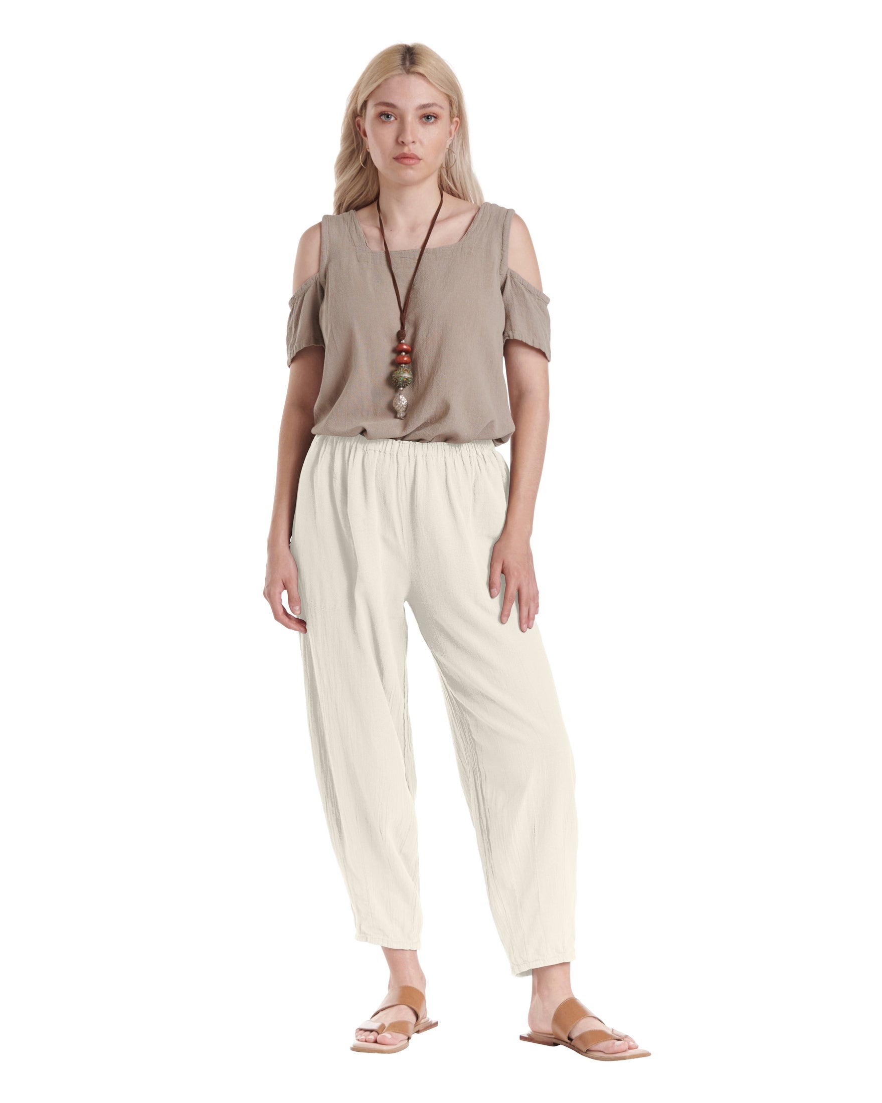 Dart Cotton Gauze Pants-Oh My Gauze
