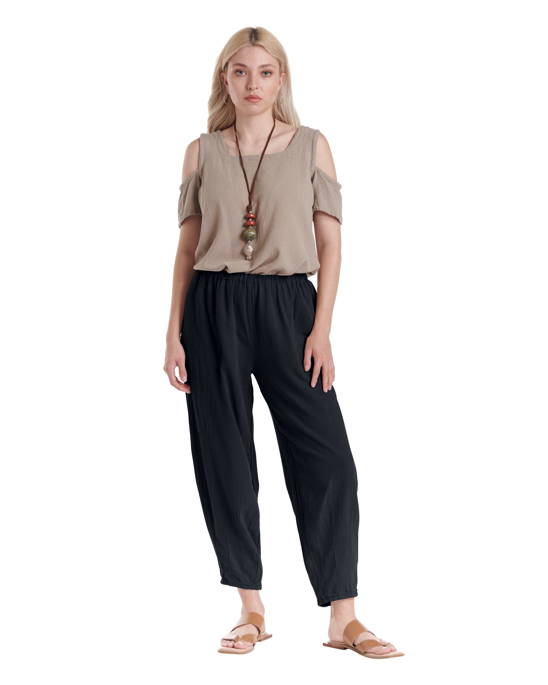 Dart Cotton Gauze Pants-Oh My Gauze