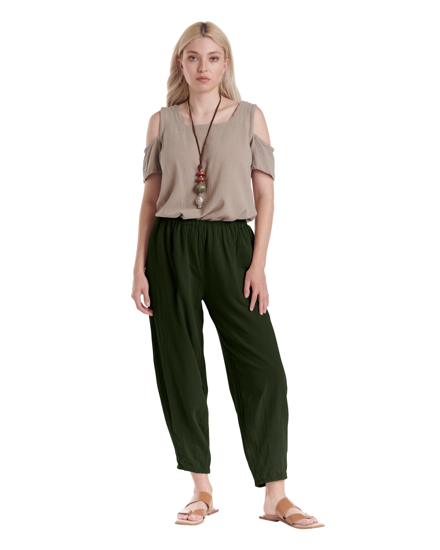 Dart Cotton Gauze Pants-Oh My Gauze