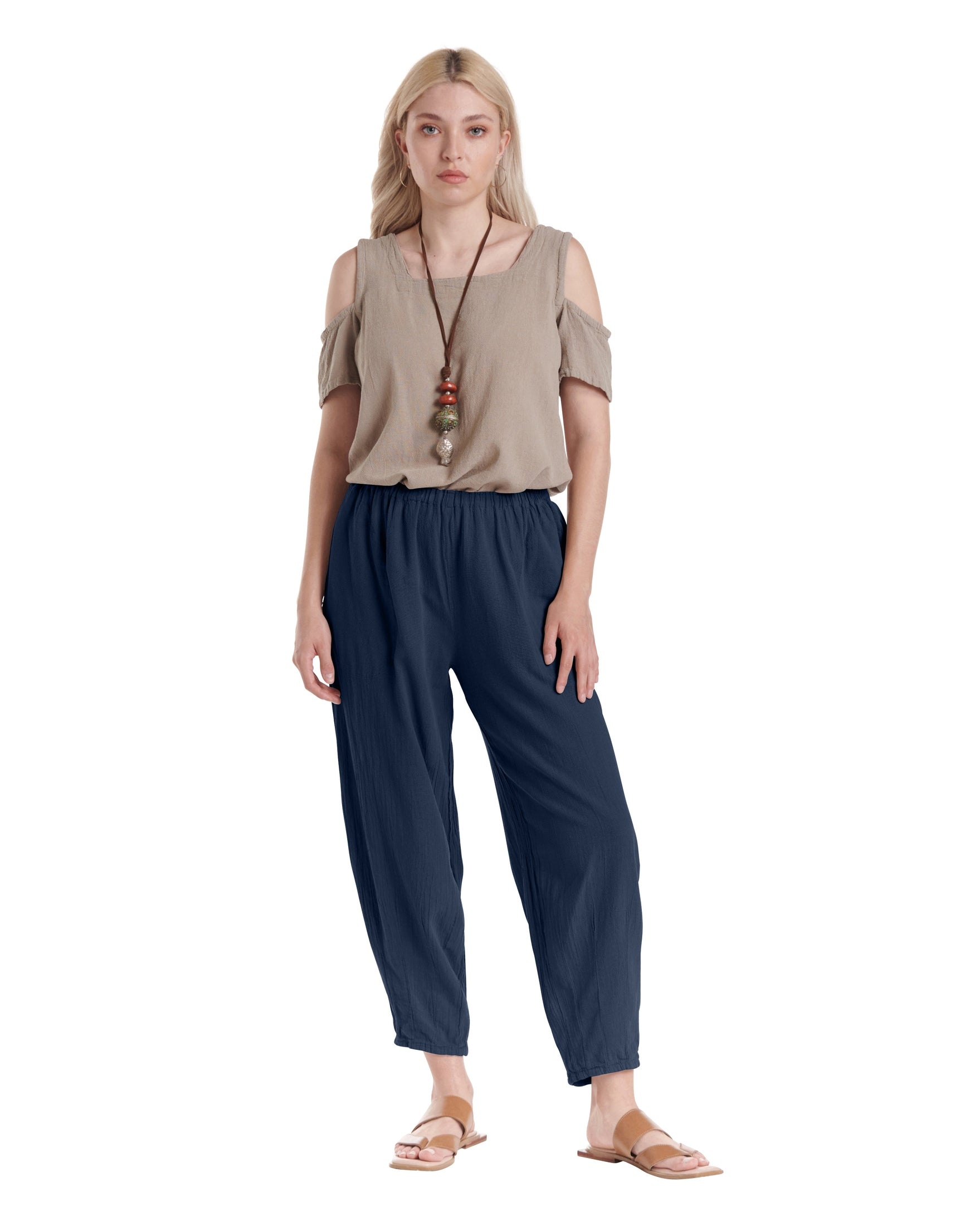 Dart Cotton Gauze Pants-Oh My Gauze