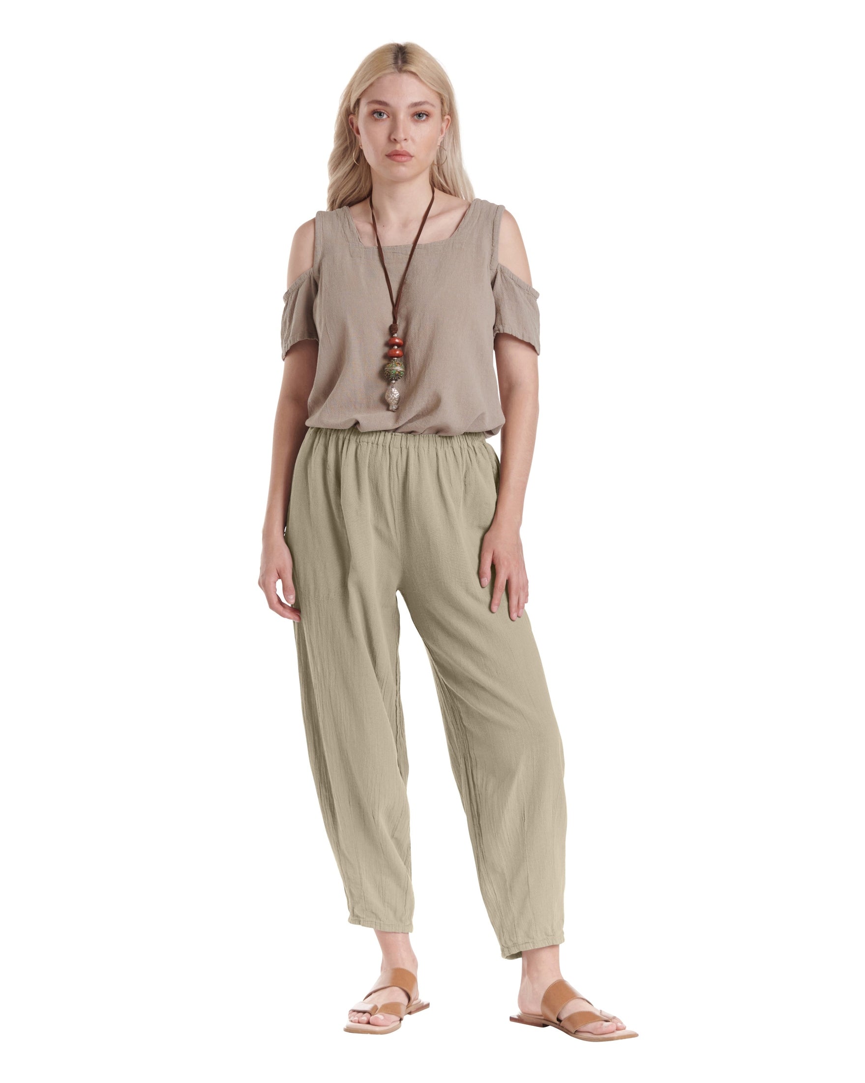 Dart Cotton Gauze Pants-Oh My Gauze