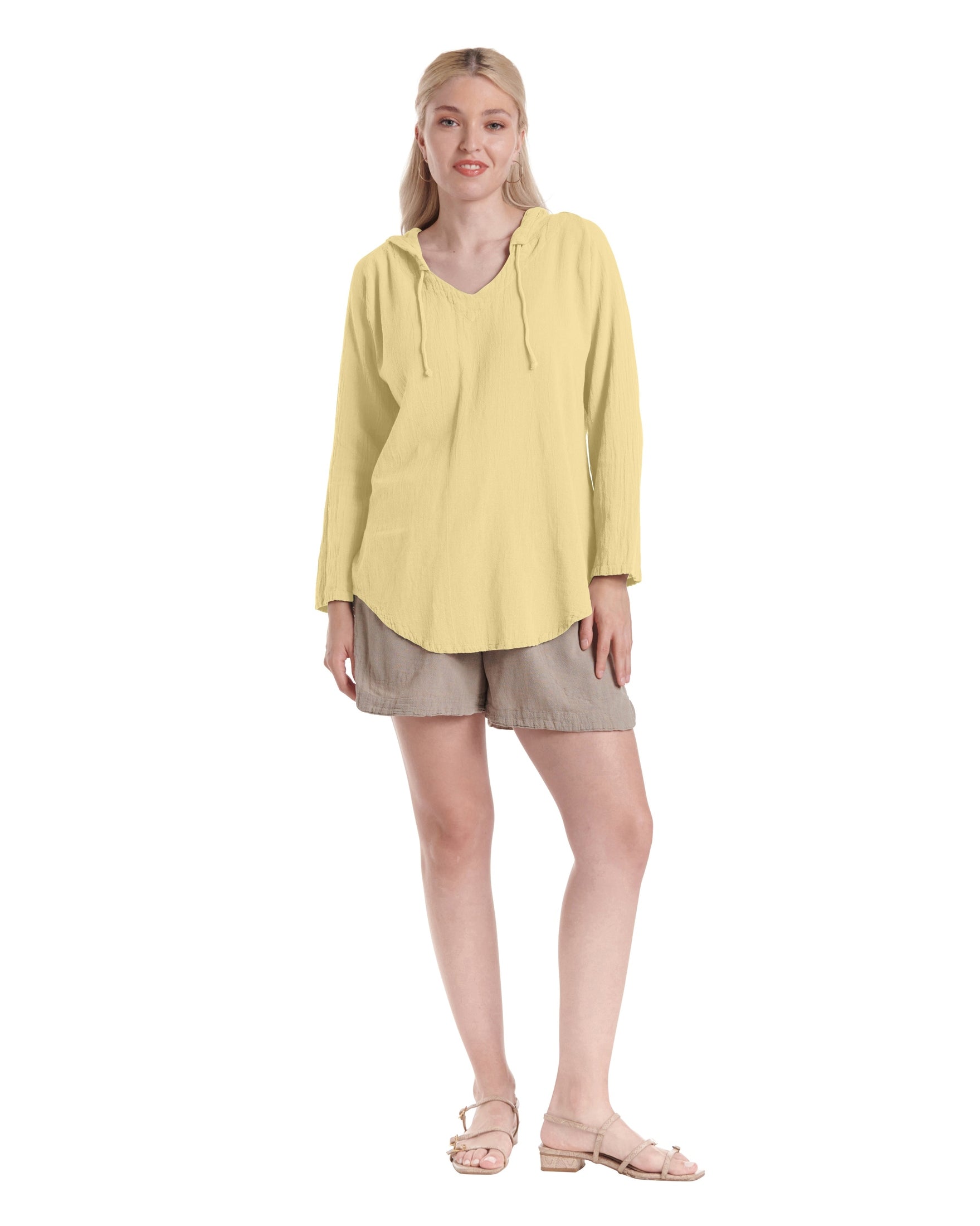 Hoodie Cotton Gauze Blouse-Oh My Gauze