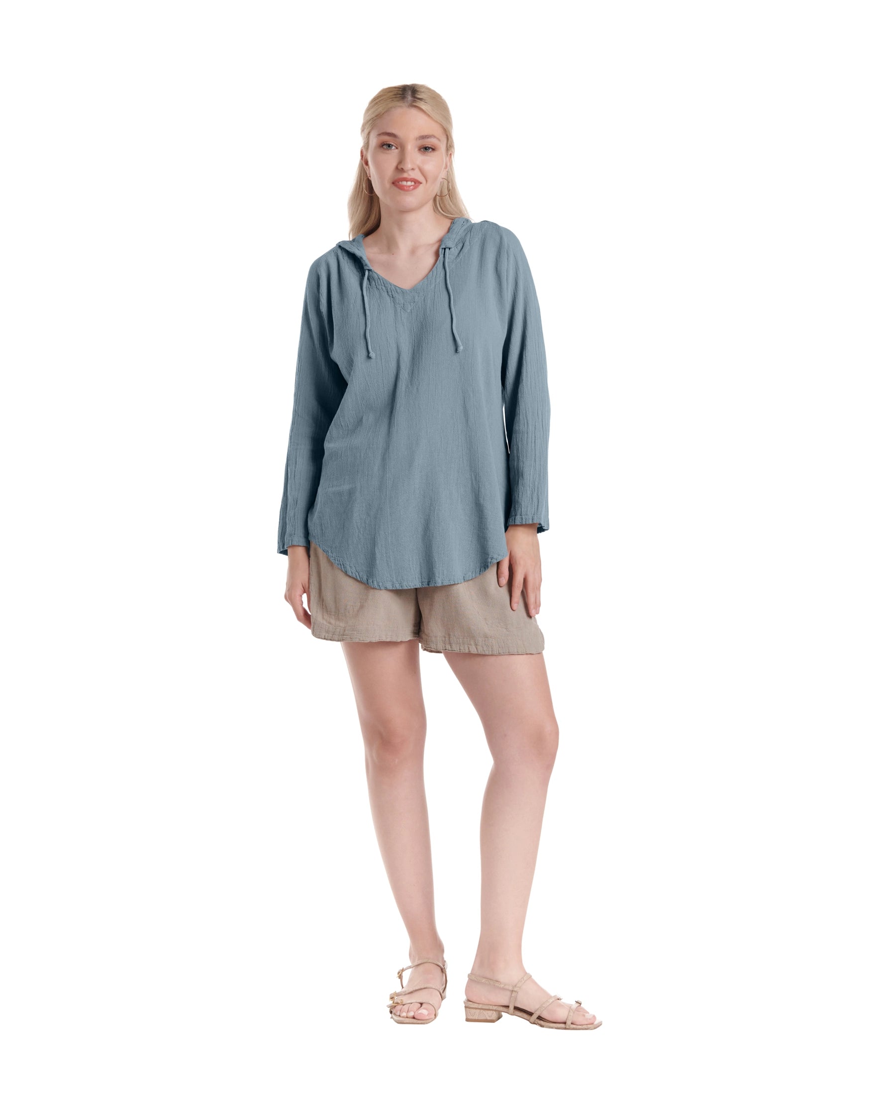 Hoodie Cotton Gauze Blouse-Oh My Gauze