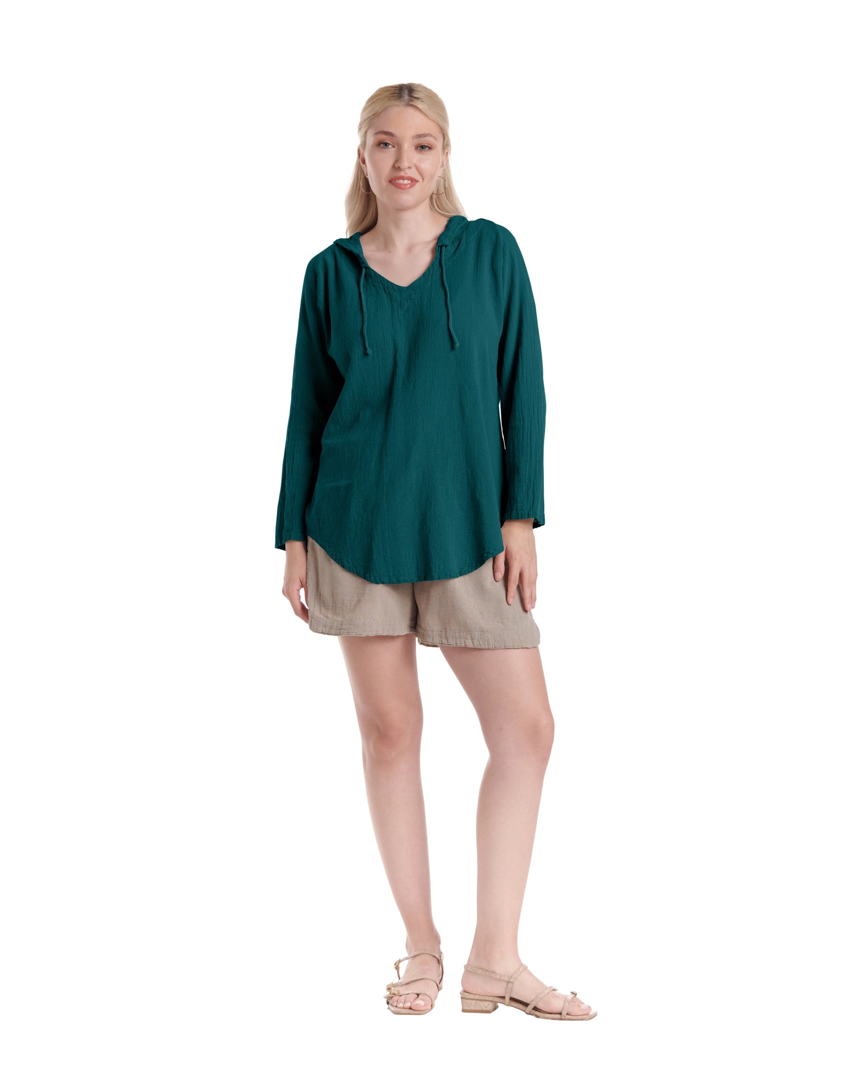 Hoodie Cotton Gauze Blouse-Oh My Gauze