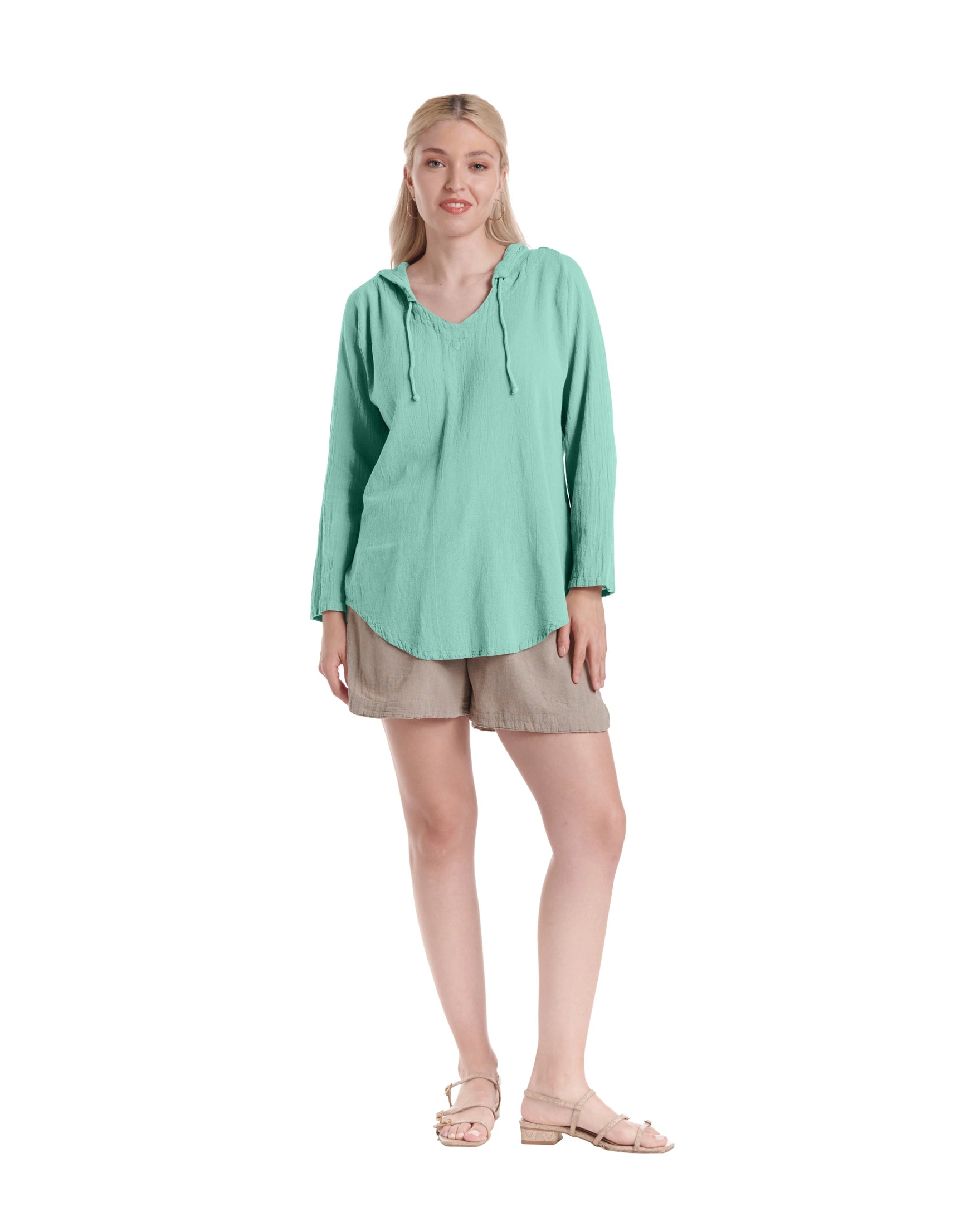 Hoodie Cotton Gauze Blouse-Oh My Gauze