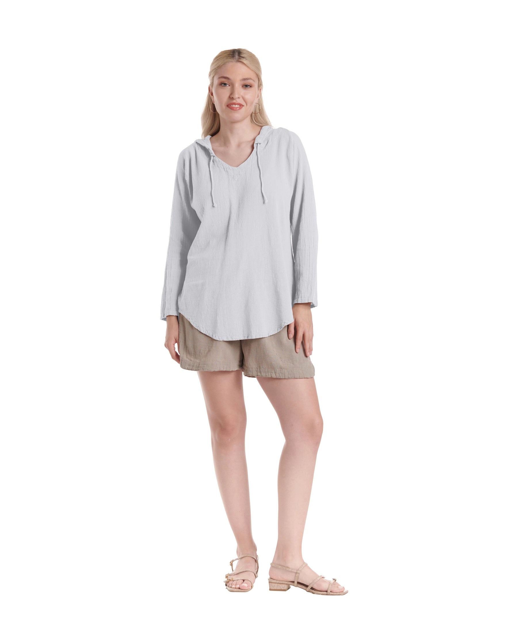 Hoodie Cotton Gauze Blouse-Oh My Gauze