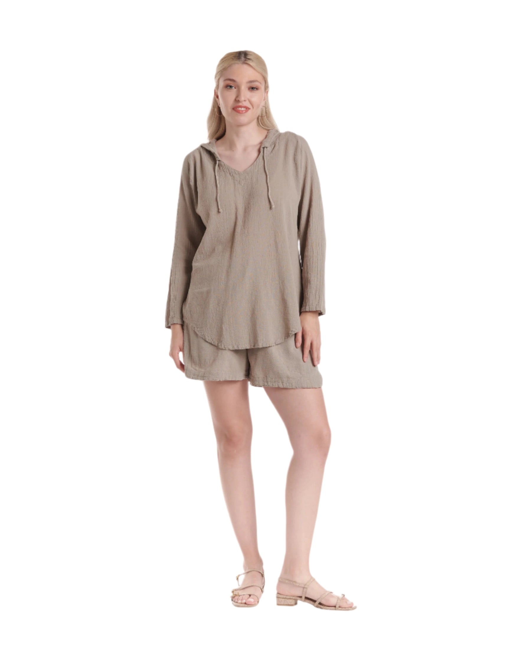 Hoodie Cotton Gauze Blouse-Oh My Gauze