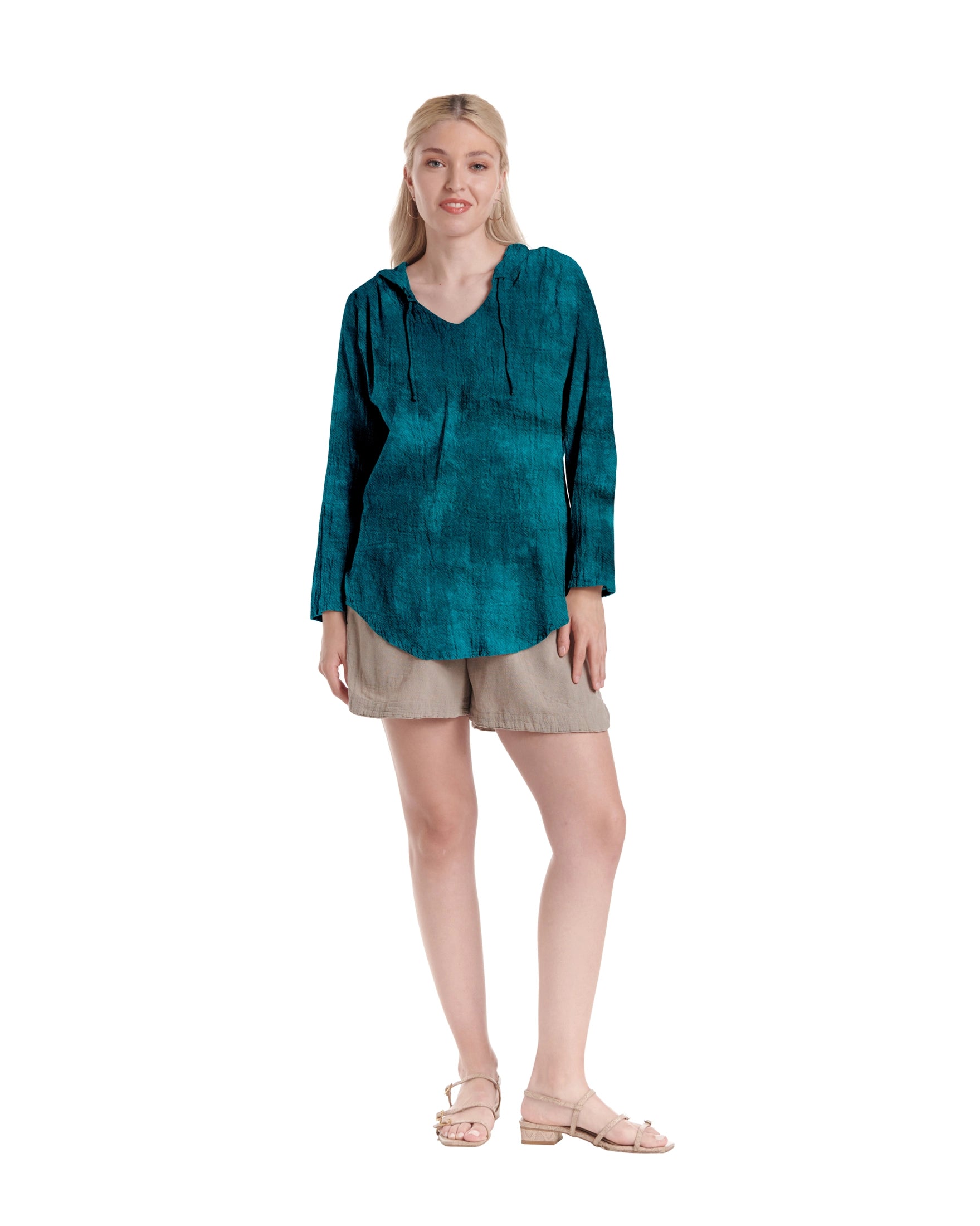 Hoodie Cotton Gauze Blouse-Oh My Gauze