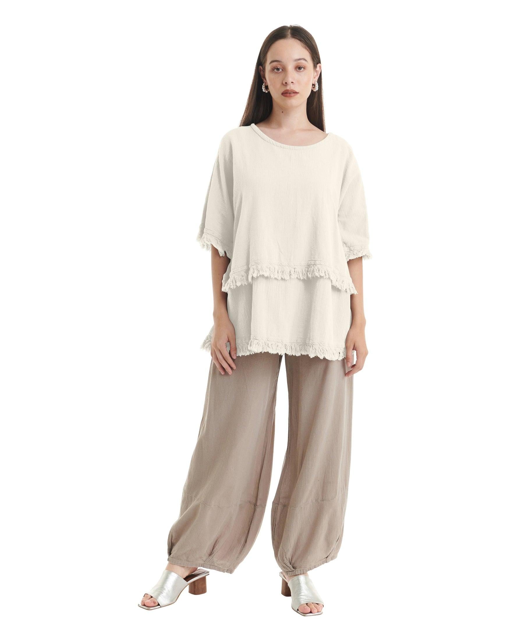 Truffle Cotton Gauze Blouse-Oh My Gauze