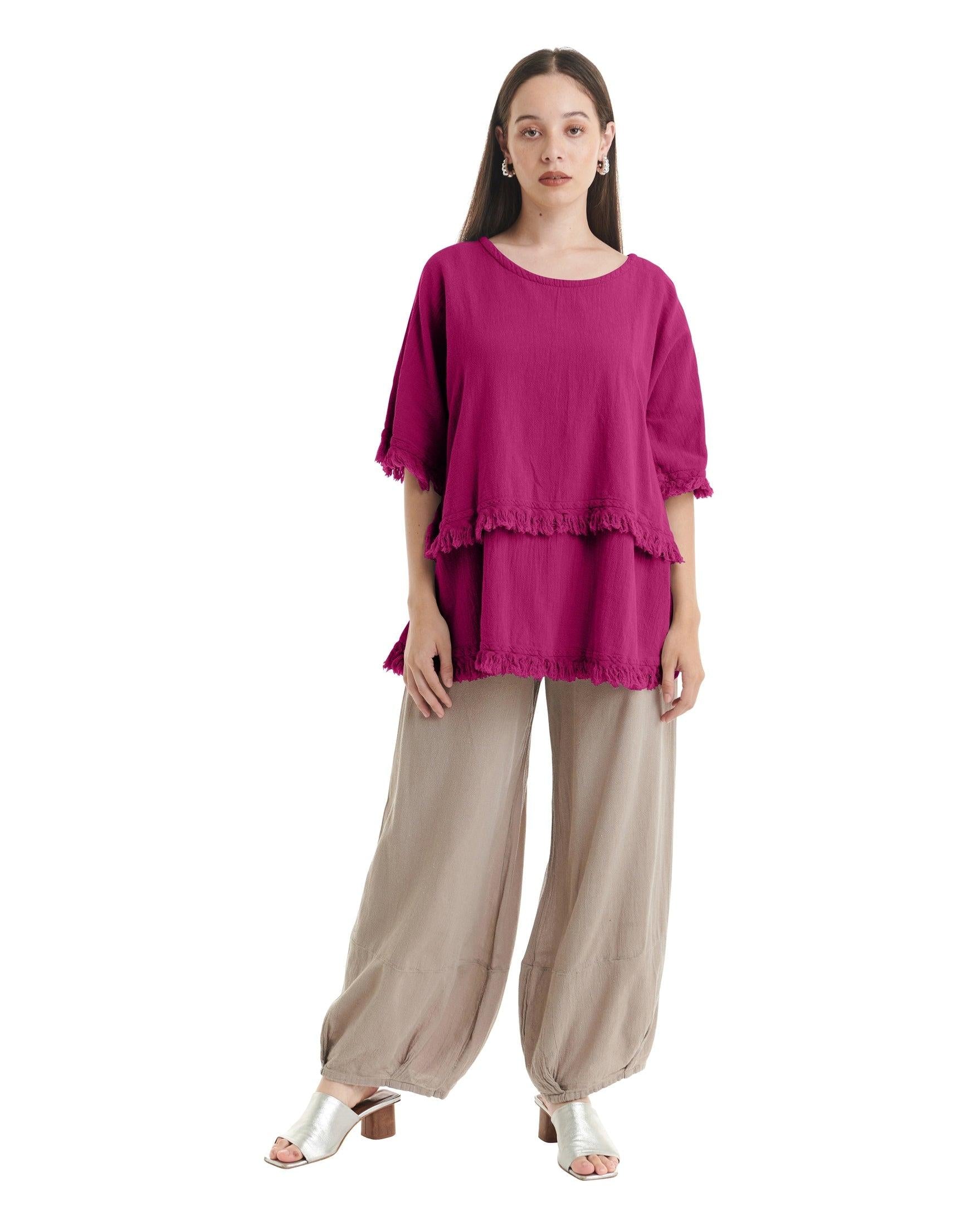 Truffle Cotton Gauze Blouse-Oh My Gauze