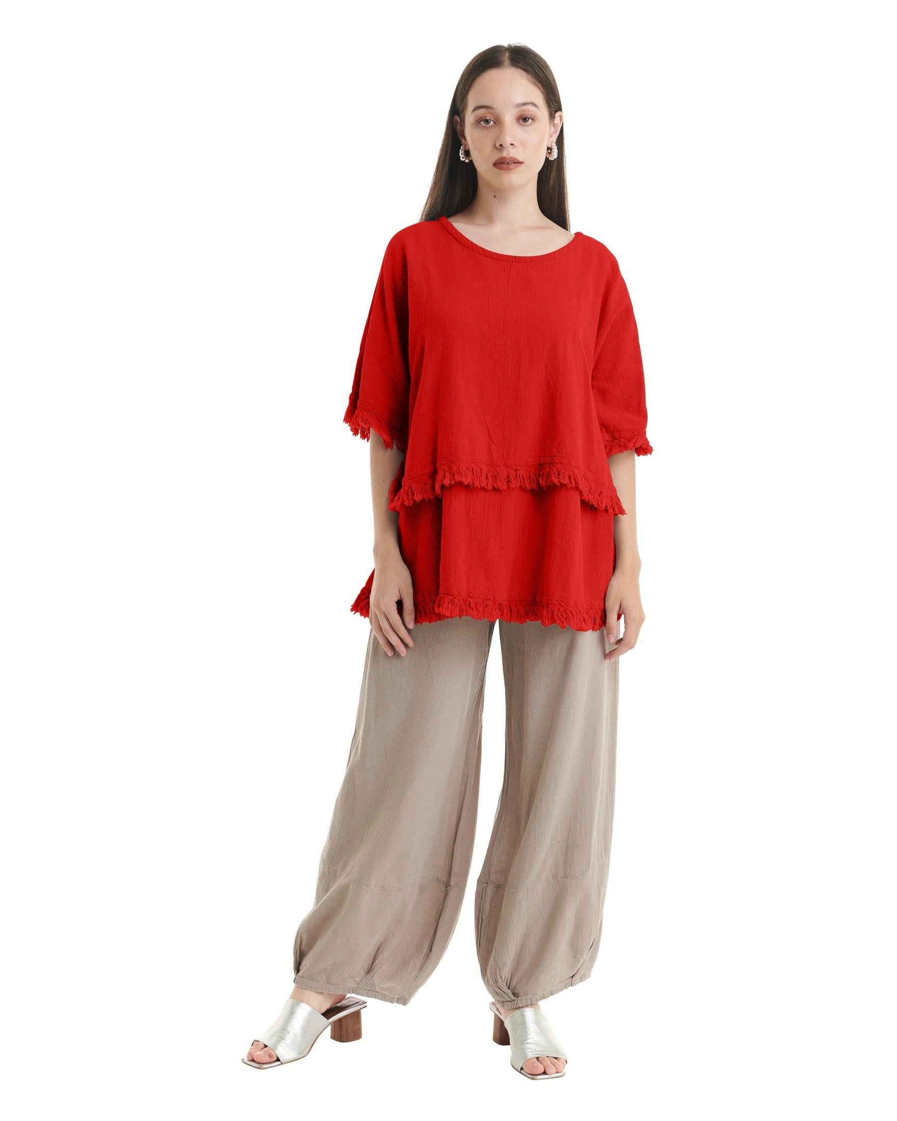 Truffle Cotton Gauze Blouse-Oh My Gauze
