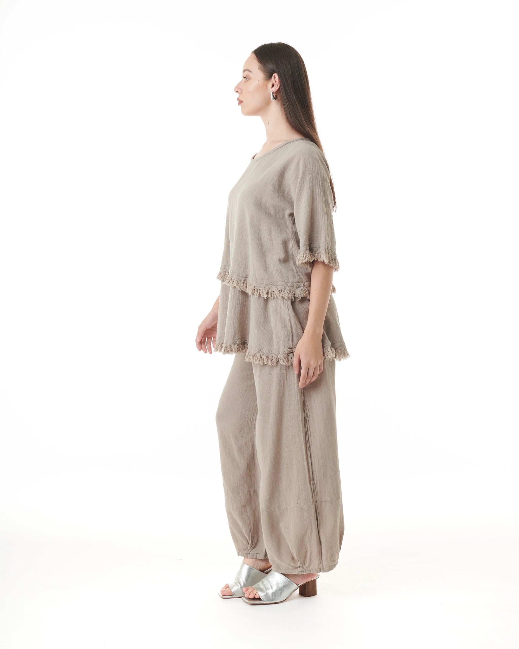 Truffle Cotton Gauze Blouse - New-Oh My Gauze