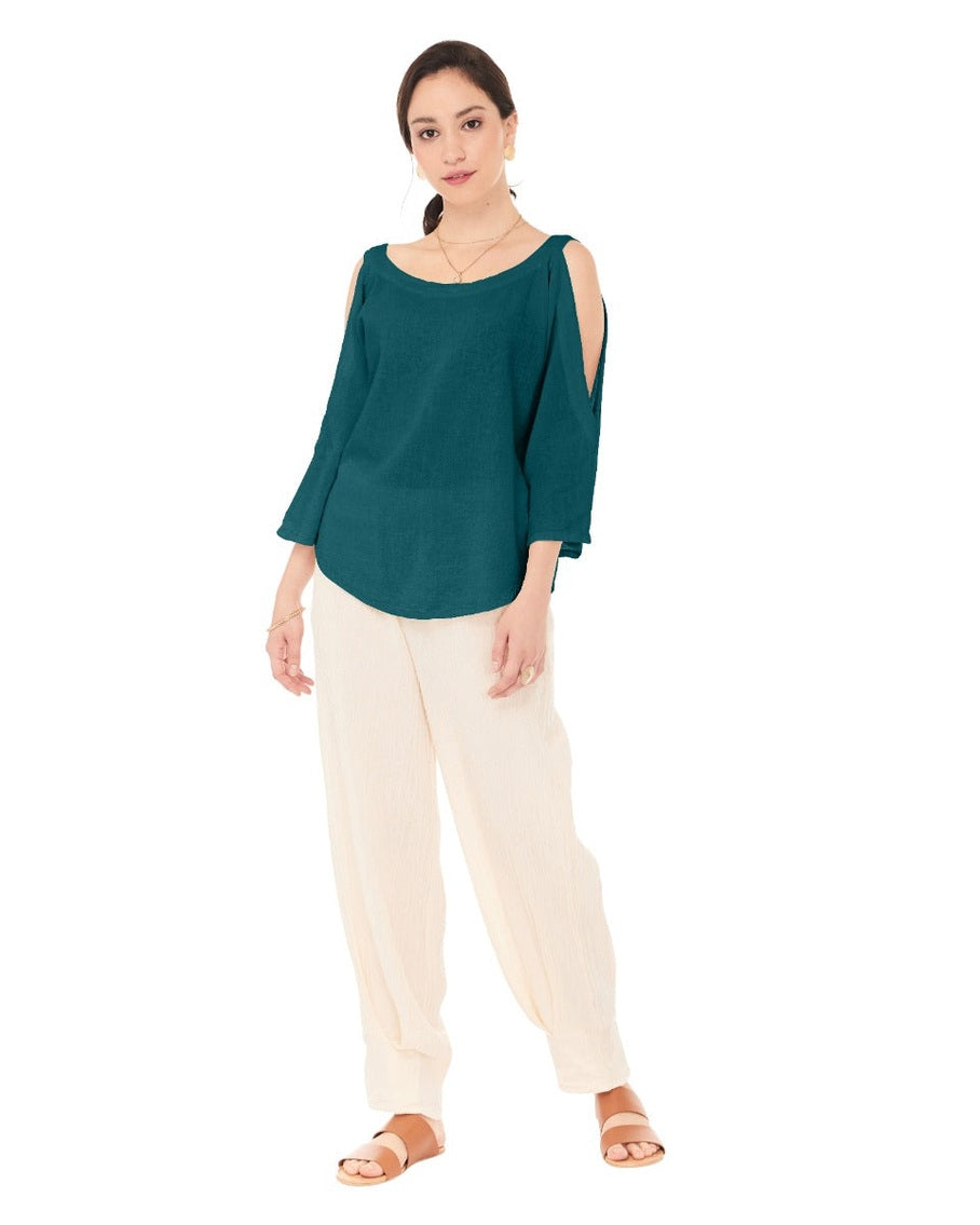 Sporty Cotton Gauze Blouse – Final Sale-Oh My Gauze